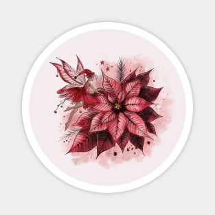 Poinsettia Fairy Magnet
